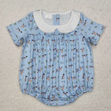 SR2275 Baby girls blue duck short sleeve romper