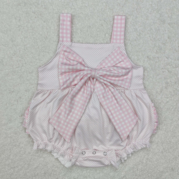 SR2280 Baby Girls pink suspenders romper