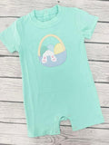 Pre-ordre SR2293 Baby boys short sleeve embroidery bunny green romper