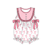 Pre-ordre SR2294 Baby Girls sleeveless pink bunny bow romper（Deadline Dec.10）