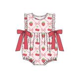 Pre-ordre SR2295 Baby Girls sleeveless Strawberry bow romper（Deadline Dec.10）