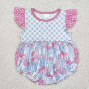 SR2298 Baby girls flying sleeve bow romper