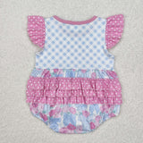 SR2298 Baby girls flying sleeve bow romper