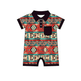 Pre-ordre SR2320 Baby boys short sleeve pocket western romper