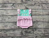 Pre-ordre SR2326 Baby girls embroidery flying sleeve pink green romper