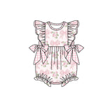 Pre-ordre SR2379 Baby girls flying sleeve pink floral romper