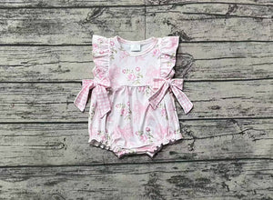 Pre-ordre SR2379 Baby girls flying sleeve pink floral romper