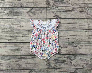 Pre-ordre SR2386 Baby girls embroidery MAMA'S GIRL floral romper