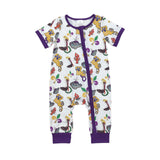 SR2394 Baby Mardi Gras zipper short sleeve romper