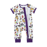 SR2394 Baby Mardi Gras zipper short sleeve romper