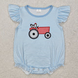 Matching  embroidered Tractor farm kids outfits