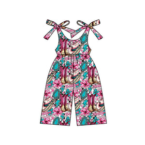 Pre-order SR2493 baby girls rose boot floral Jumpsuit ( Deadline Jan.13 )