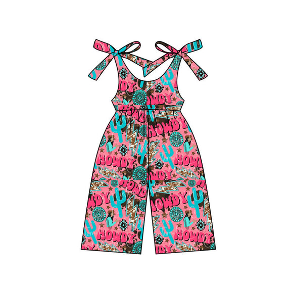 Pre-order SR2498 baby girls rose HOWDY cactus Jumpsuit ( Deadline Jan.13 )