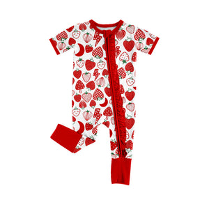 Pre-order SR2500 Baby girls red Strawberry zipper romper  (Deadline Jan.13)