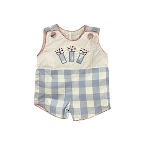 Pre-order SR2503 Baby sleeveless blue checked romper  (Deadline Jan.13)