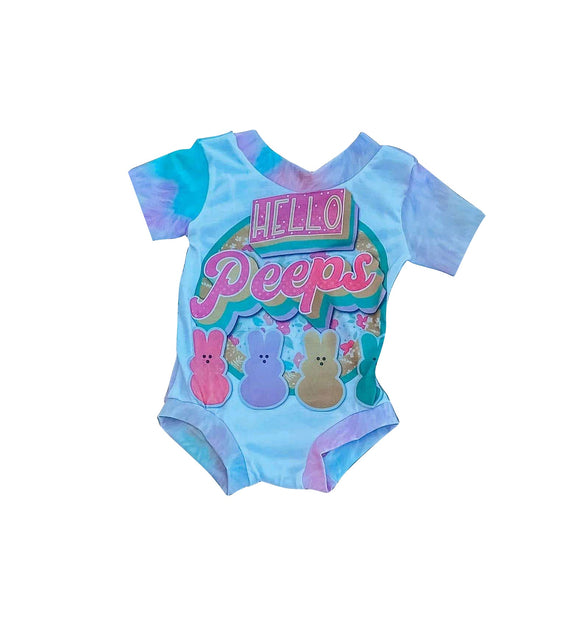 Pre-order SR2531 Baby girls HELLO PEEPS bunny blue romper  (Deadline Jan.15)