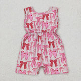 SR2670 baby girls sleeveless pink bow Jumpsuit