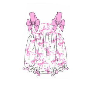 Pre-order SR2692 Baby girls pink bow romper (Deadline Feb.8)