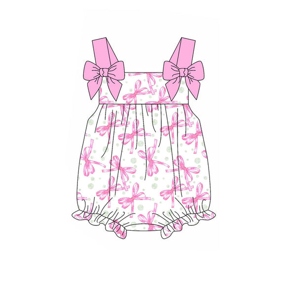 Pre-order SR2692 Baby girls pink bow romper (Deadline Feb.8)