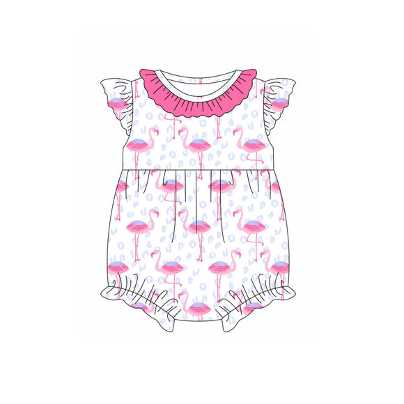 Pre-order SR2702 Baby girls rose flying sleeve floral collar romper (Deadline Feb.11)