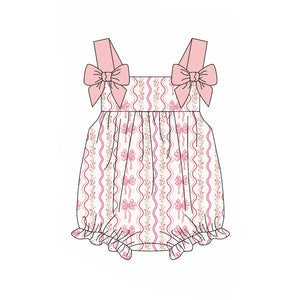 Pre-order SR2704 Baby girls pink bow romper (Deadline Feb.11)