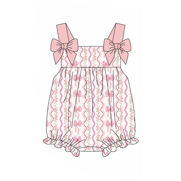 Pre-order SR2704 Baby girls pink bow romper (Deadline Feb.11)