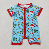 SR2707 Baby boys short sleeve fish zipper romper