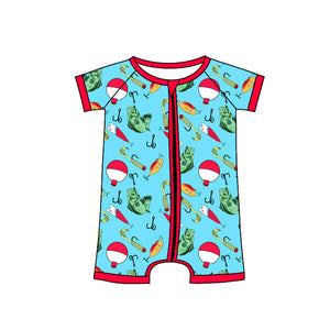 Pre-order SR2707 Baby boys short sleeve fish zipper romper (Deadline Feb.12)