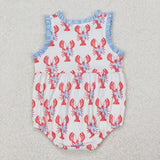 SR2710 Baby girls sleeveless crab romper