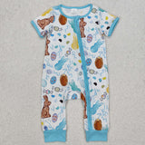 SR2713 Baby boys Easter short sleeve bunny zipper romper