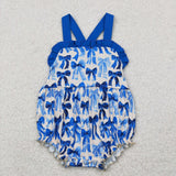 SR2919 Baby girls blue bow romper