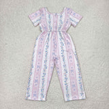 SR2941 girls pink stripe flower jumpsuit