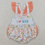 SR2948 Baby girls embroidered  I LOVE MOM orange romper