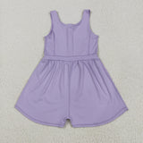 SR3020 baby girls purple sleeveless Jumpsuit  yoga