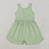 SR3021 baby girls green sleeveless Jumpsuit  yoga