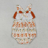 SR3148 baby girls orange bow floral romper