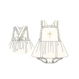 10.10 Pre-order SR3306  Embroidered baby girls Easter romper