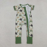 SR3498 hunting duck baby green short sleeve sleeper