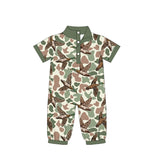 11.22 Pre-order SR3634 baby boys camo duck button short sleeve romper