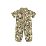 11.22 Pre-order SR3635 baby boys camo deer button short sleeve romper