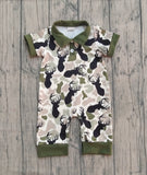 11.22 Pre-order SR3636 baby boys camo deer button green short sleeve romper