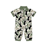 11.22 Pre-order SR3636 baby boys camo deer button green short sleeve romper