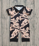 11.22 Pre-order SR3637 baby boys horse leaves button short sleeve romper