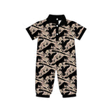 11.22 Pre-order SR3637 baby boys horse leaves button short sleeve romper