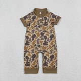 SR3638 baby boys camo button short sleeve romper