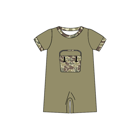 12.5 Pre-order SR3761 baby boys green camo sleeves romper