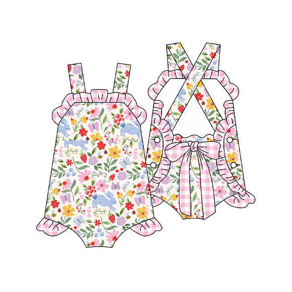 12.9 Pre-order SR3784 Baby girls Easter bunny flower romper