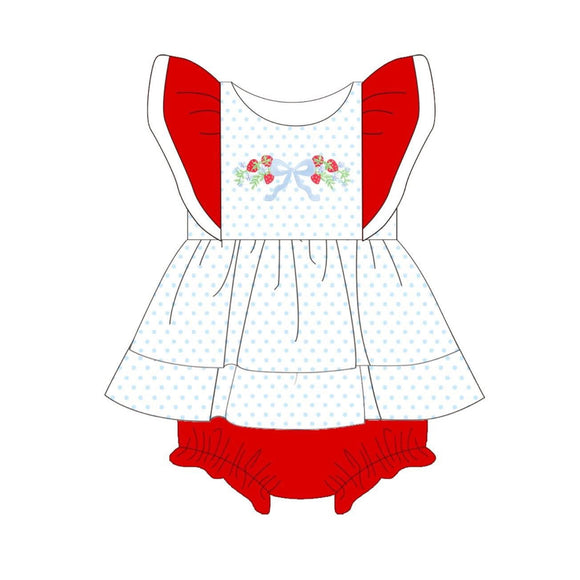 MOQ:5pcs SR3782 pre-order baby girl clothes strawberry print toddler girl summer bubble-2025.12.10