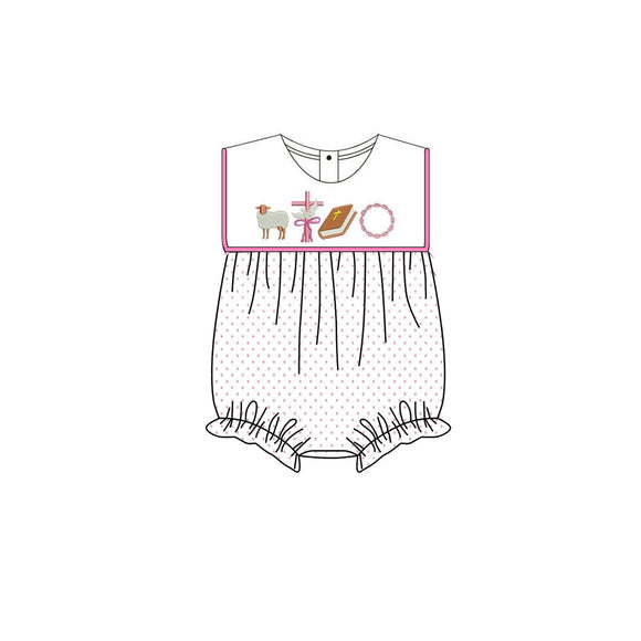 MOQ:5pcs SR3801 pre-order baby girl clothes cross print toddler girl easter summer bubble-2025.12.10