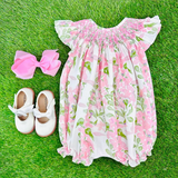 12.11 Pre-order SR3805  Baby girls flower leaves flying sleeves romper